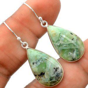 African Aquaprase Set in Solid Sterling Silver